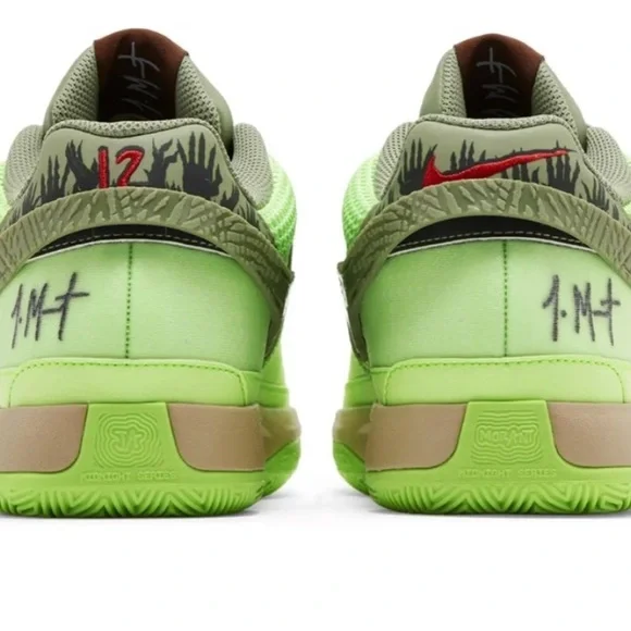NIKE JA MORANT JA 1 ZOMBIE LIME BLAST/OIL GREEN BLACK HEMP - Picture 2 of 5